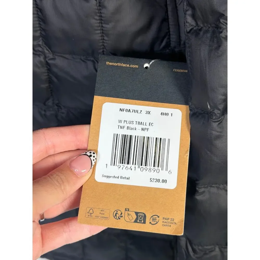 The North Face Women’s Plus ThermoBall Eco Jacket Black Size 3X Tall NWT